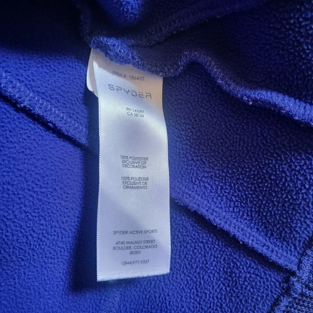 Spyder Encore Full Zip Jacket Fleece Lined Mock Neck Indigo Blue Size Kids 10-12